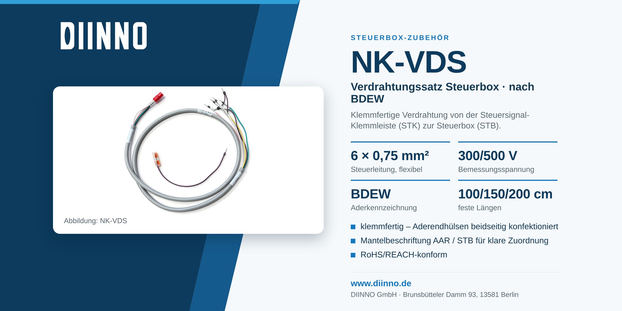 DIINNO NK-VDS – Verdrahtungssatz Steuerbox nach BDEW, Produktwerbebild